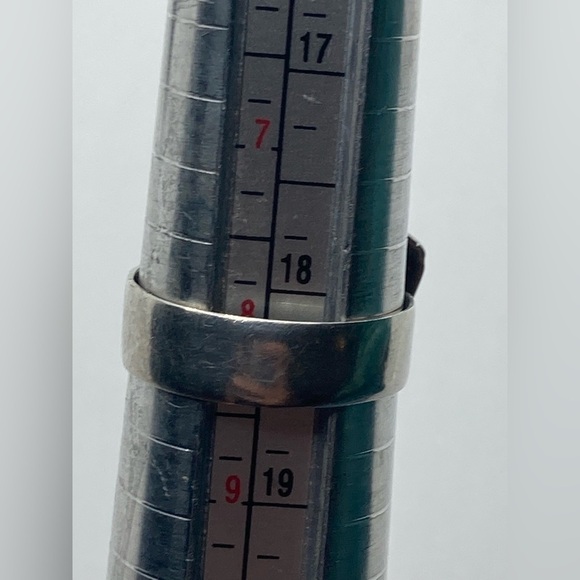 Vtg Navajo Sterling Green Turquoise Rustic Abstract Setting Ring Sz 8.25 - 8.5 - Picture 12 of 12